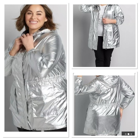 Lane Bryant Silver Metallic All Season Jacket - Picture 1 of 8